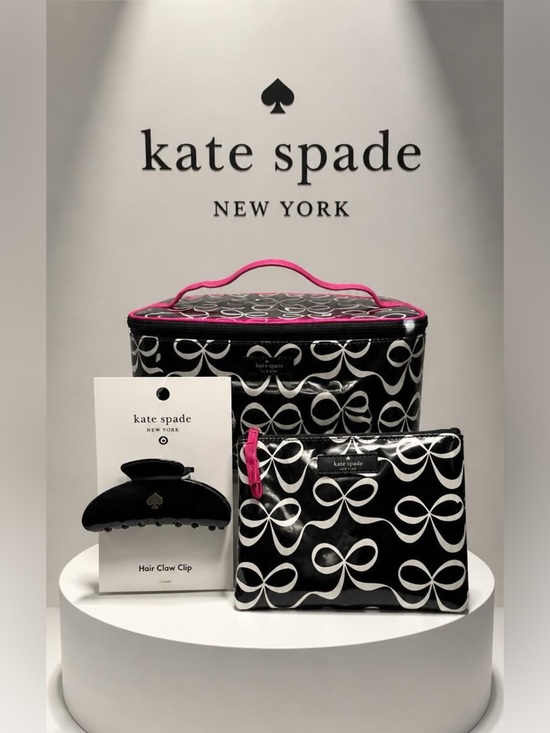 kate spade Handbags - 🌸3-Pc Set🌸kate spade NY Jae Elegant Bow-Print Cosmetic/Makeup Case & Hair Clip
